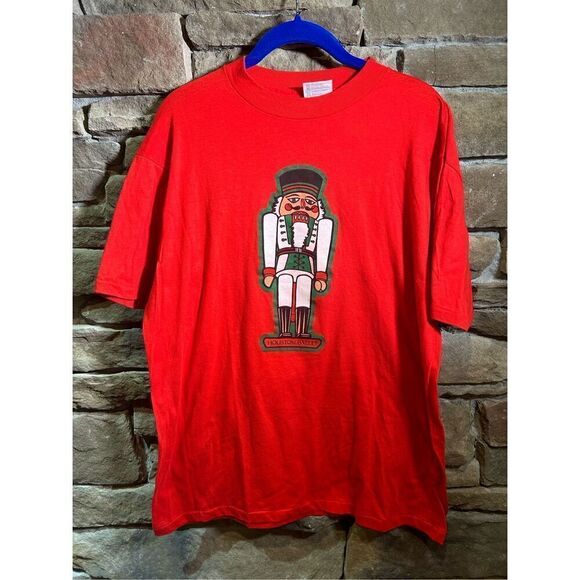 Men’s XL - Vintage‎ 1980s Houston Ballet Nutcracker Tshirt Single Stitch Red - Picture 1 of 6